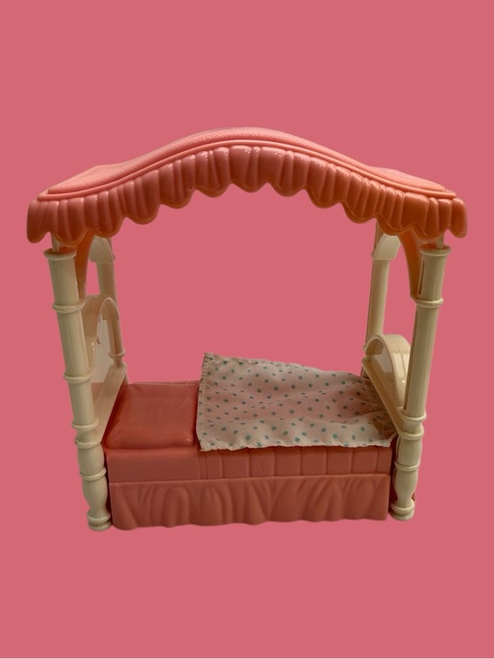 Playskool Other - Vintage Playskool Dollhouse Pink Canopy Bed 90s